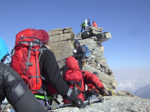 Traffic jam at Gran Paradiso right below the summit