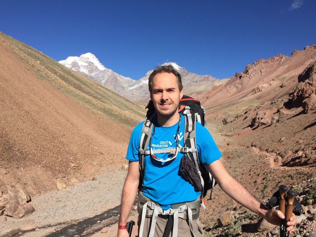 On our way into Base Camp - Aconcagua in the background