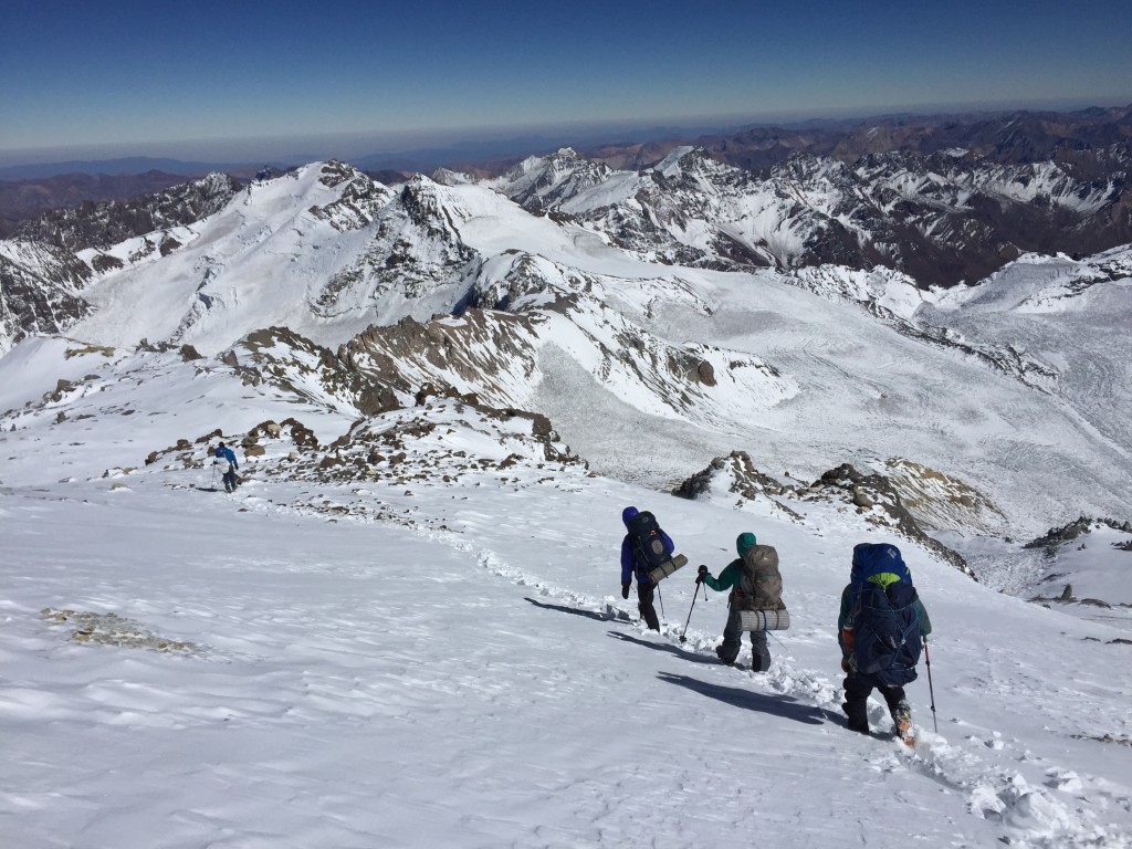 Descent from High Camp to Plaza de Mulas Base Camp